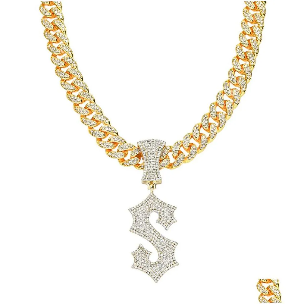 Ogrlice Hip Hop Muškarci Repper Sjajni Dijamantni Privjesak Zlatna Ogrlica S Slovo Mikro-Umetnuti Cirkon Nakit Noćni Klub_voghion.com