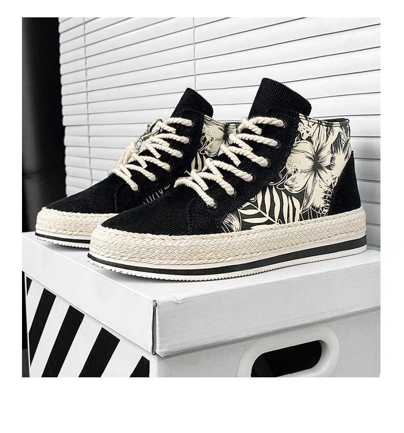 High top canva autumn niche cloth with thick ole elevated height caual board for young port and leiure men'_voghion.com