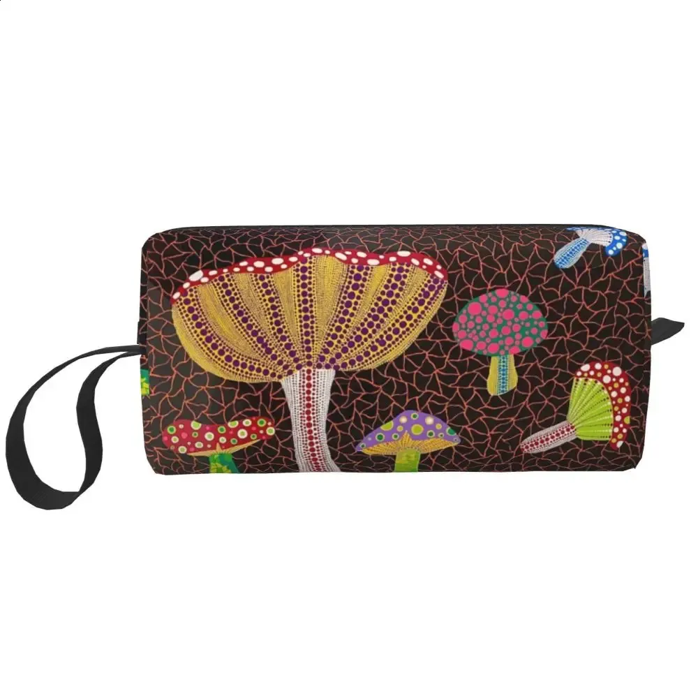 Trousse de toilette de voyage à motif de citrouille abstraite de Yayoi Kusama pour femmes, trousse de maquillage, trousse de rangement de beauté, trousse de toilette 240730_voghion.com