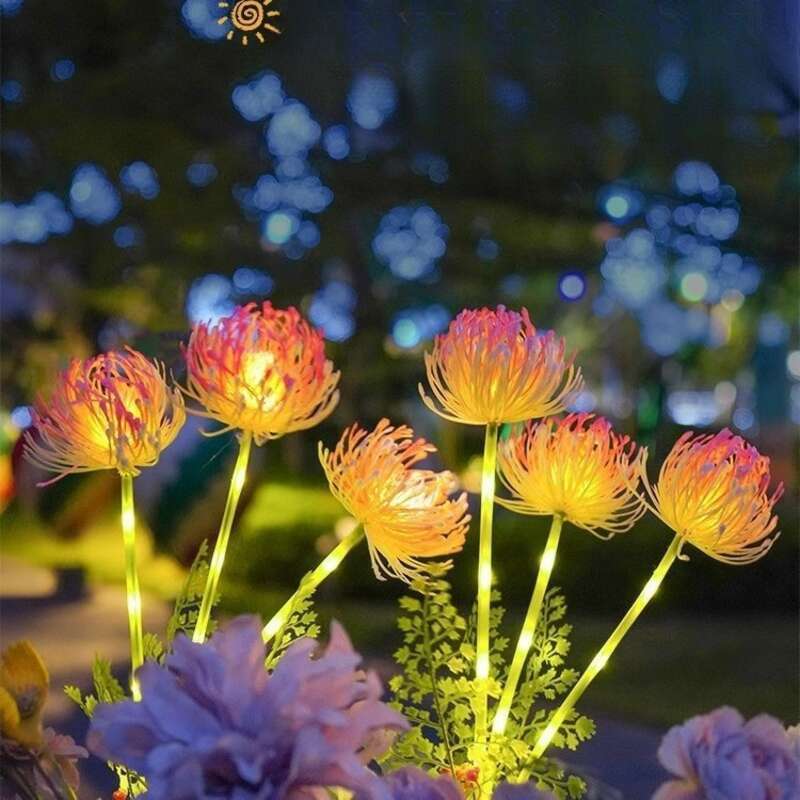 Nueva lámpara LED de diente de león con energía solar para enchufar en el suelo, para exteriores, para decorar patios, con simulación de césped y césped._voghion.com