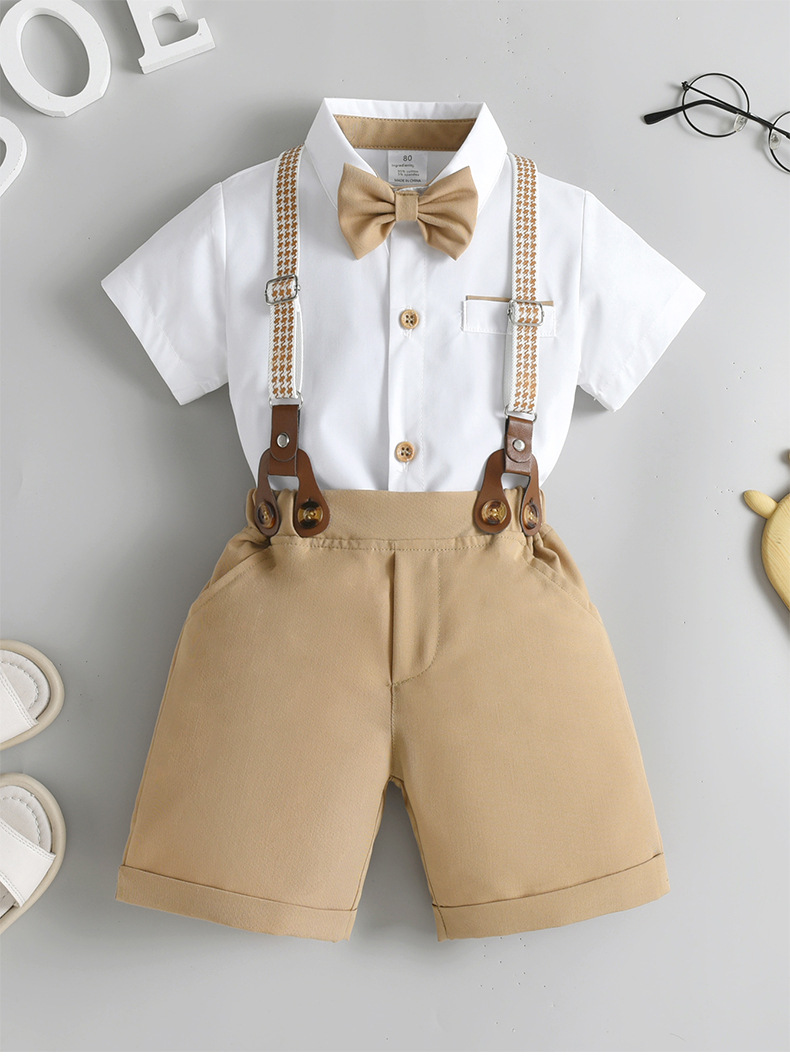 Mother&Kids Overalls two-piece boy summer suit baby suit Summer gentleman children suit_voghion.com