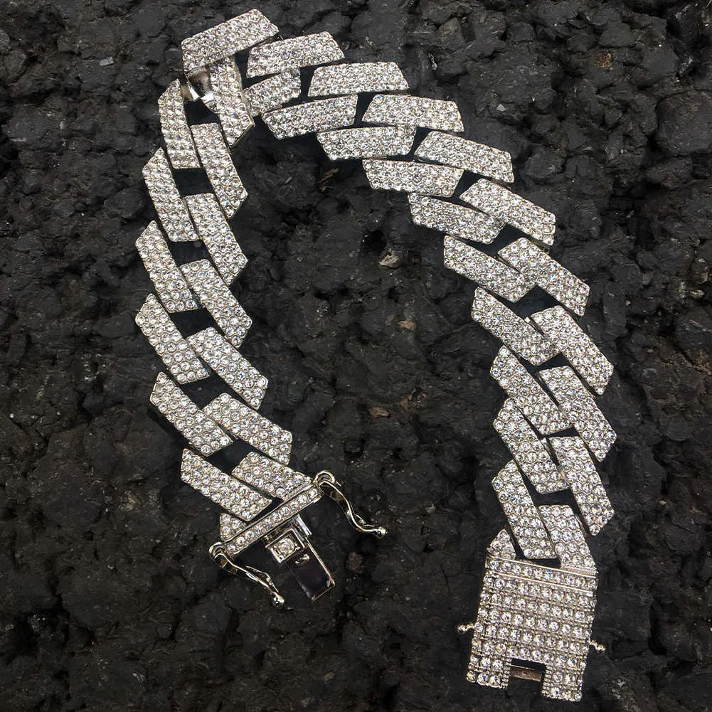 Bracelet cuban link iced out pour homme avec strass en strass_voghion.com