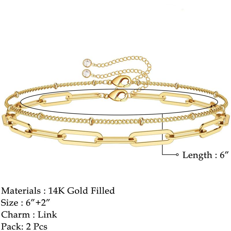 Jednostavan temperament, ženstveni oblik spajalice za papir, bakreni lanac, ručno izrađen dvoslojni bracelet, moderan i personaliziran_voghion.com