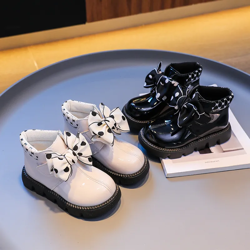 Toddler Platform Fashion Kids New Bowknot Princess Anti Slip Ankle Boots Soft Sole Short Leather Boot Girl Shoe Cutefeet_voghion.com