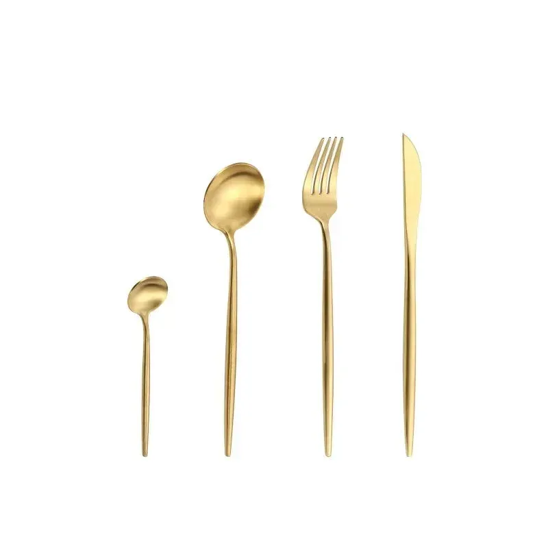 Vajilla dorada, vajilla de acero inoxidable con espejo, cubiertos de cocina, cuchillos, tenedores y cucharas, cubiertos para bodas y restaurantes._voghion.com