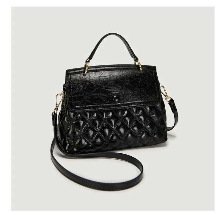 Women's Large Capacity Plaid Crossbody Handbag In Leather Style_voghion.com