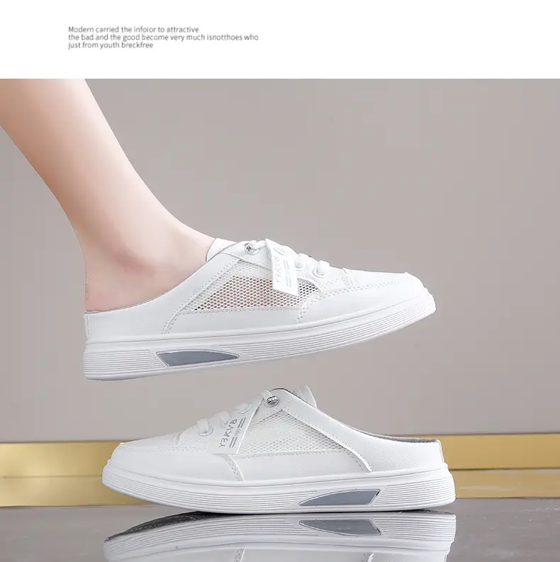 Damen Freizeitschuhe Atmungsaktive Halbschuhe Weiße Slipper_voghion.com