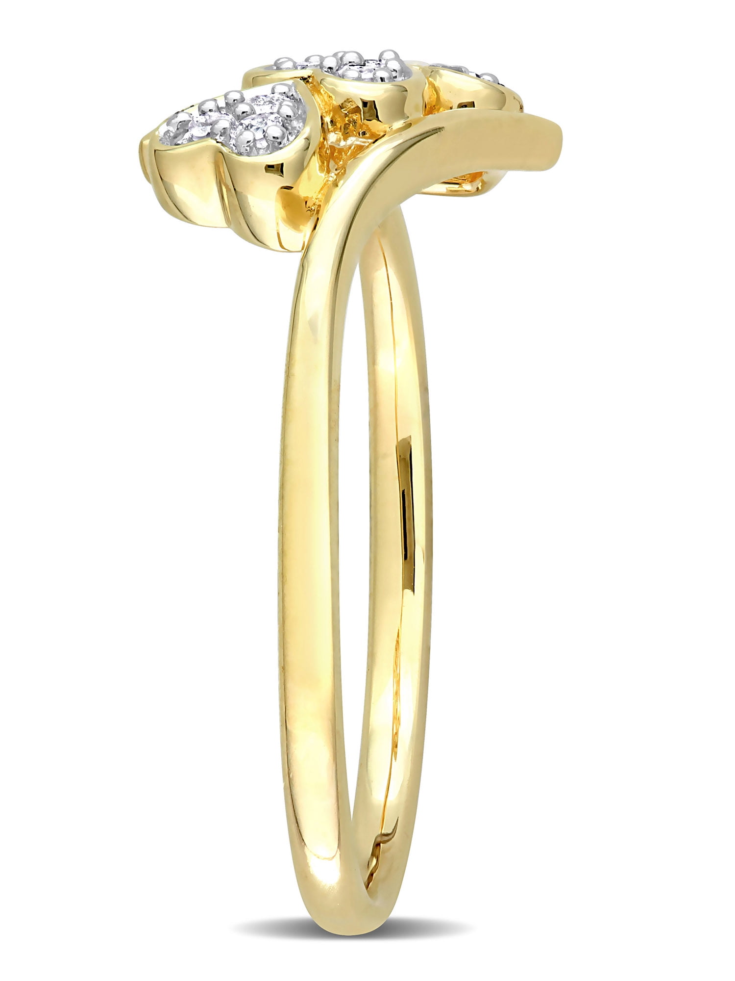 Miabella Donna 1/10 Carati T.W. Anello di promessa con cuore triplo in argento sterling placcato rodio giallo con diamante_voghion.com