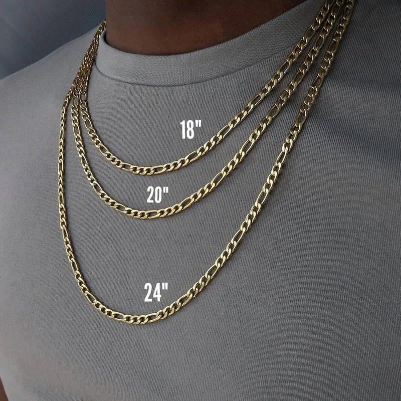 18 Karat Gold Edelstahl Hip Hop Halsketten kubanische Kette für Männer_voghion.com
