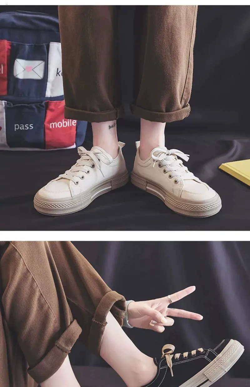 canvas Women's Summer Casual Versatile White Black Big Toe Shoes Autumn Thick Sole Breathable Board_voghion.com