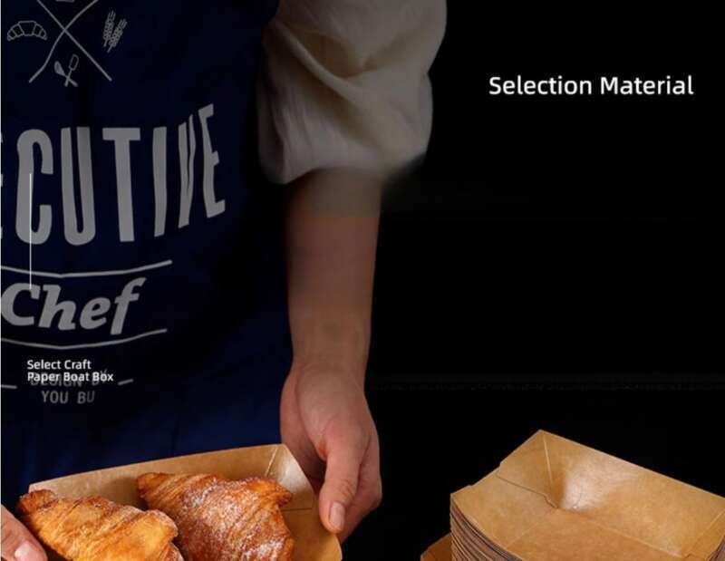 Kraft Open Boat Commercial Fried No Folding Chicken Rice, Flower Chips, Snack Box, Paper Tray, Barbecue Tray_voghion.com