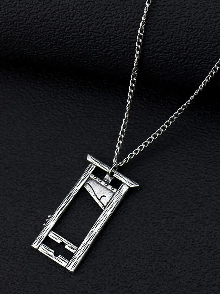 Colliers pendentifs hommes collier guillotine bijoux de style gothique vintage révolution française effrayant Halloween art cadeaux_voghion.com