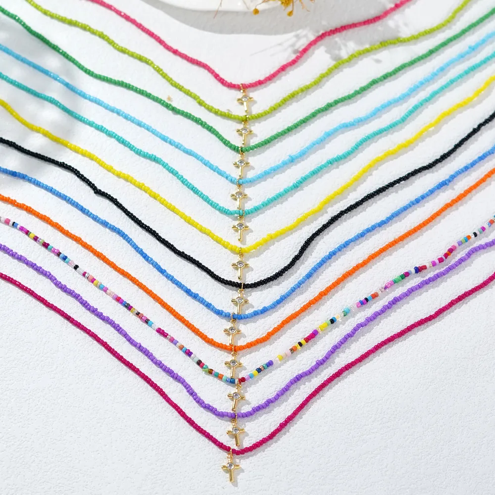 Kæder Go2boho Boho Minimalistisk Håndlavet Tilbehør Design Kors Vedhæng Perlehalskæder Til Kvinder Mænd Sommer Strand_voghion.com
