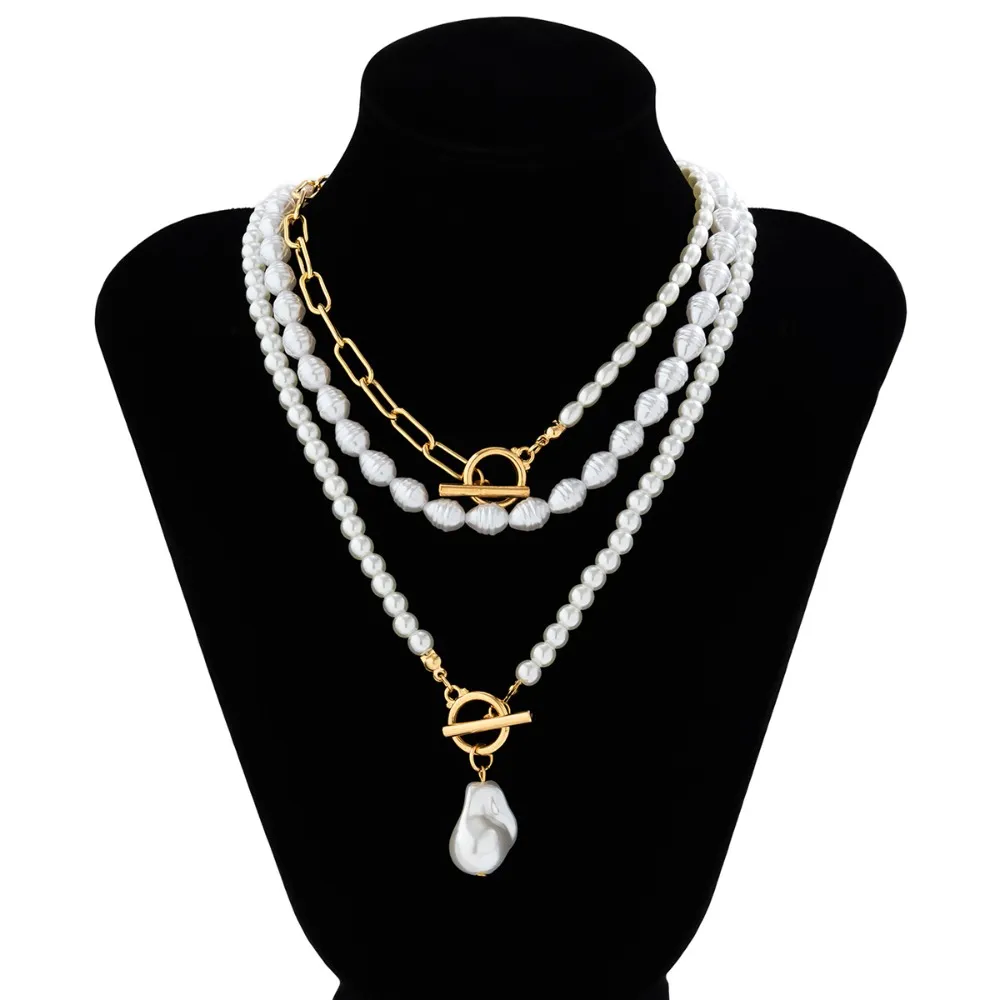 Perlenkette Mit Barockperlen Und Modischer Kettenschichtung_voghion.com