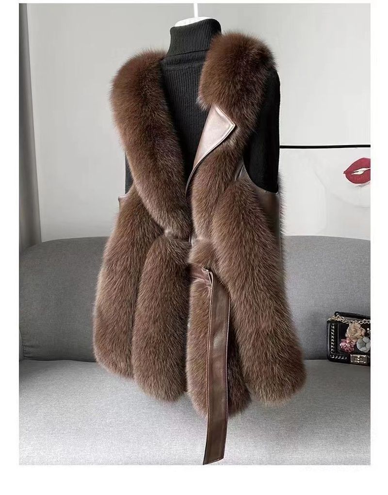 Damenbekleidung 2024 Stilvolle Winteroberbekleidung Verdickte Weste aus Fuchspelzjacke Modischer junger Stil_voghion.com