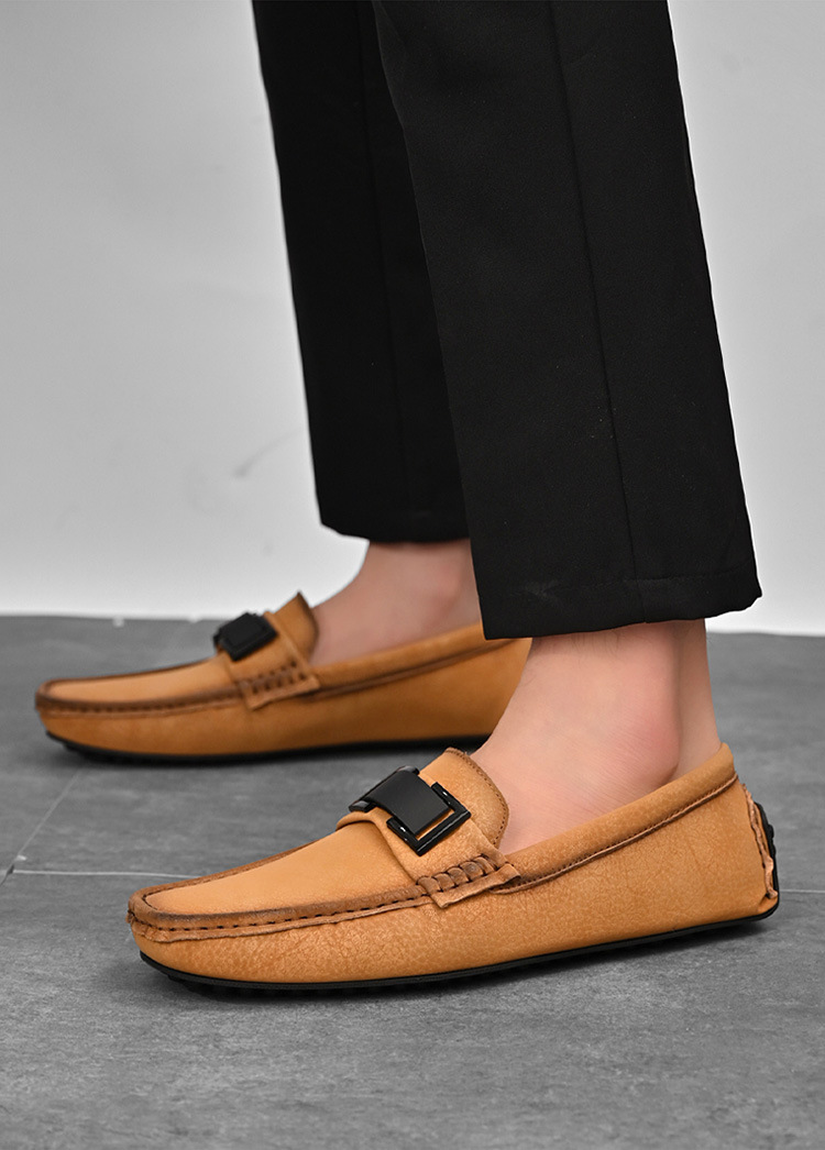 Pánské boty z pravé kůže, luxusní společenské boty, pánské nízké mokasíny, ležérní turistické boty_voghion.com