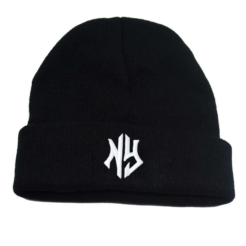Autumn and winter warm knitted hat three-dimensional embroidery letter wool hat men's and women's outdoor pullover cold hat