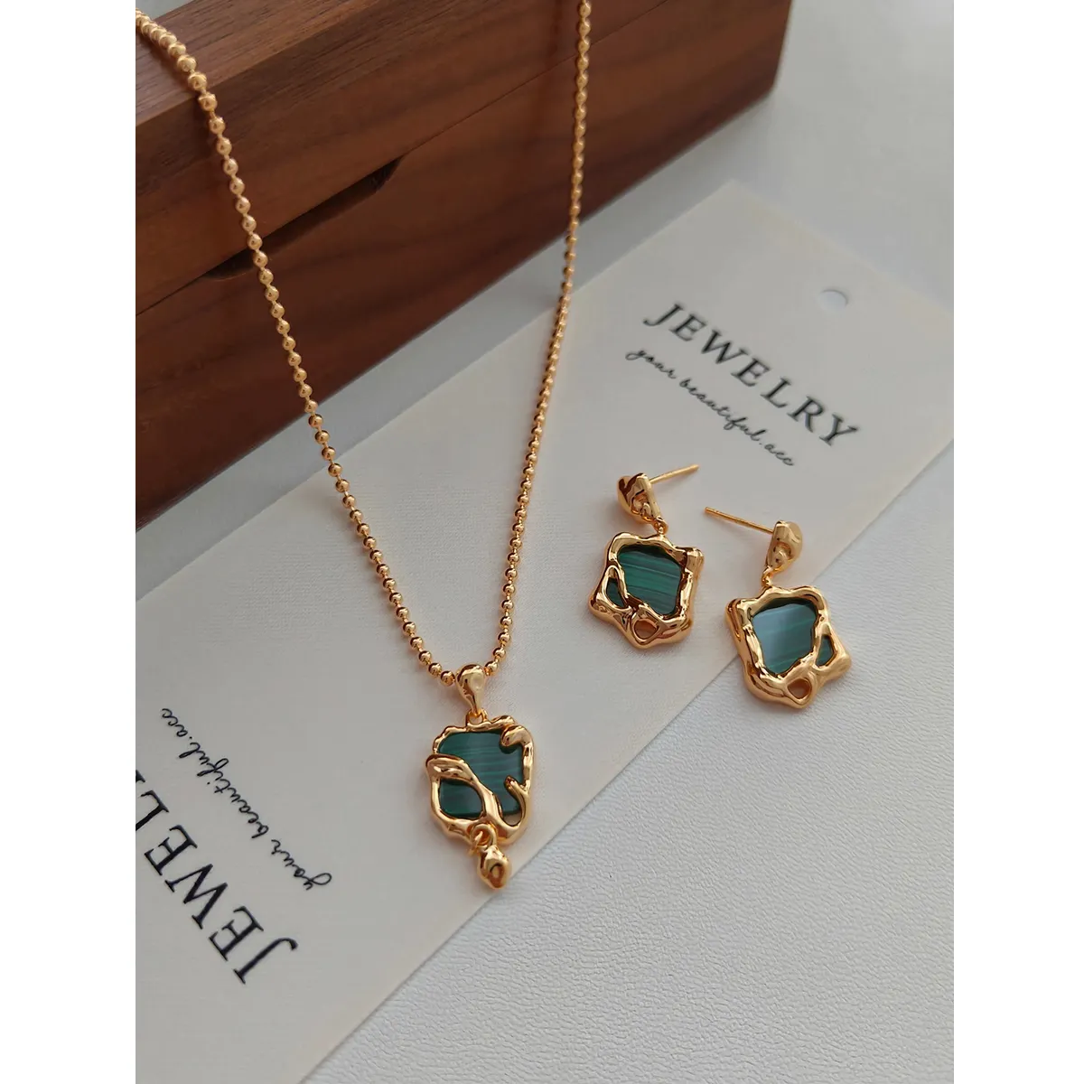 Catene Corpo Intero S Sterling Argento Placcato Oro | Collana Malachite Lunghezza Catena 40 5cm 100629_voghion.com