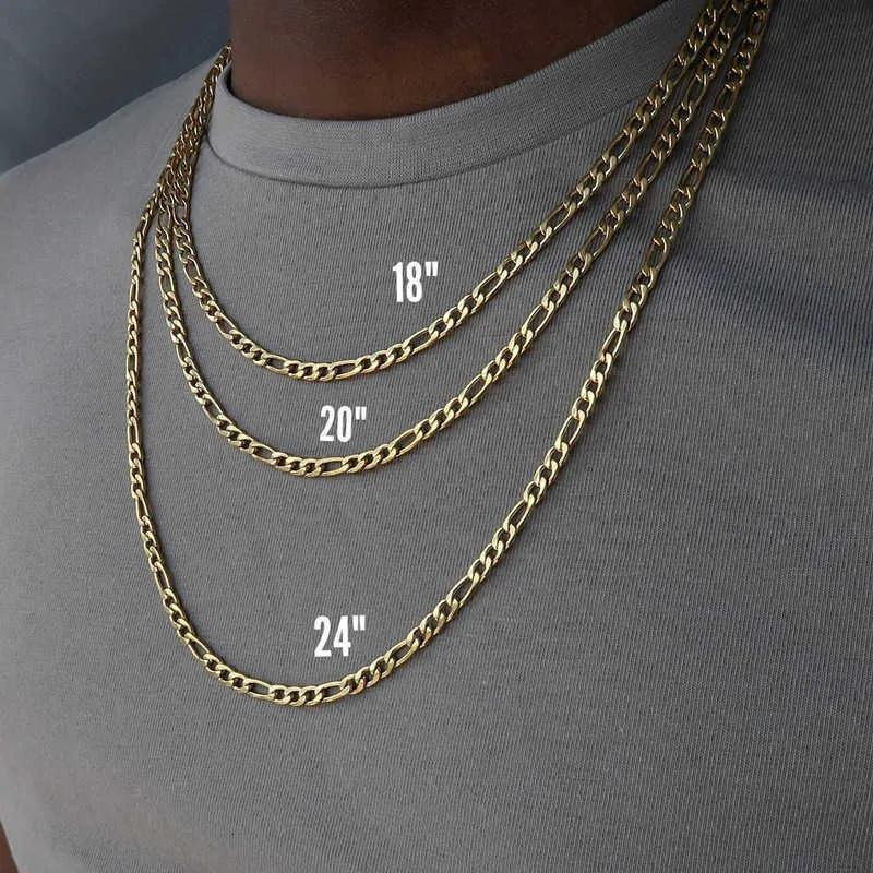 18 Karat Gold Edelstahl Hip Hop Halsketten kubanische Kette für Männer_voghion.com