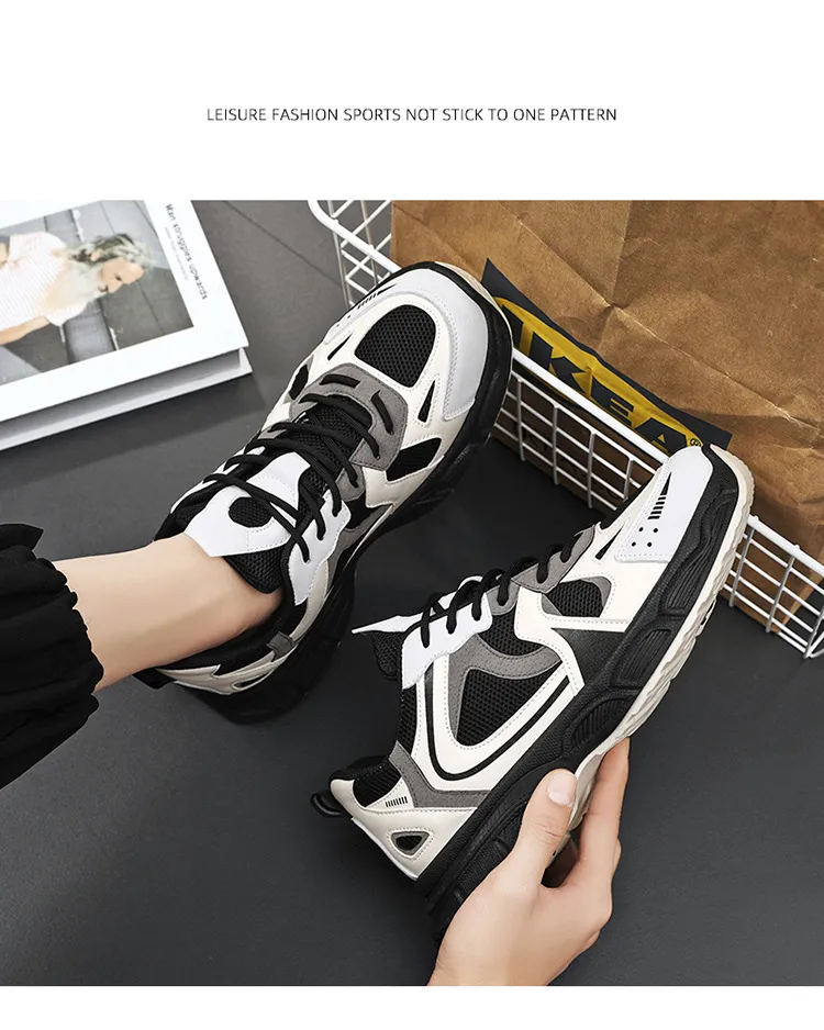 Men's Running Breathable Mesh Trendy Versatile Sneakers Athleisure Casual Style Clunky Shoes White Free Shipping_voghion.com