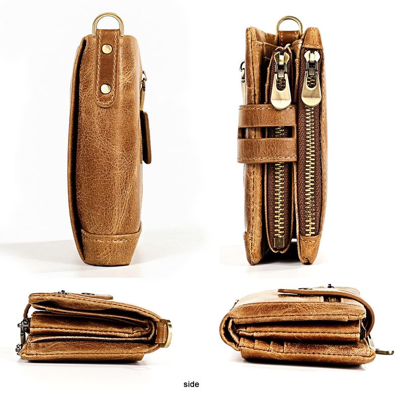 Neue männer echte RFID crazy horse leder zipper frauen retro multifunktionale kurze brieftasche_voghion.com
