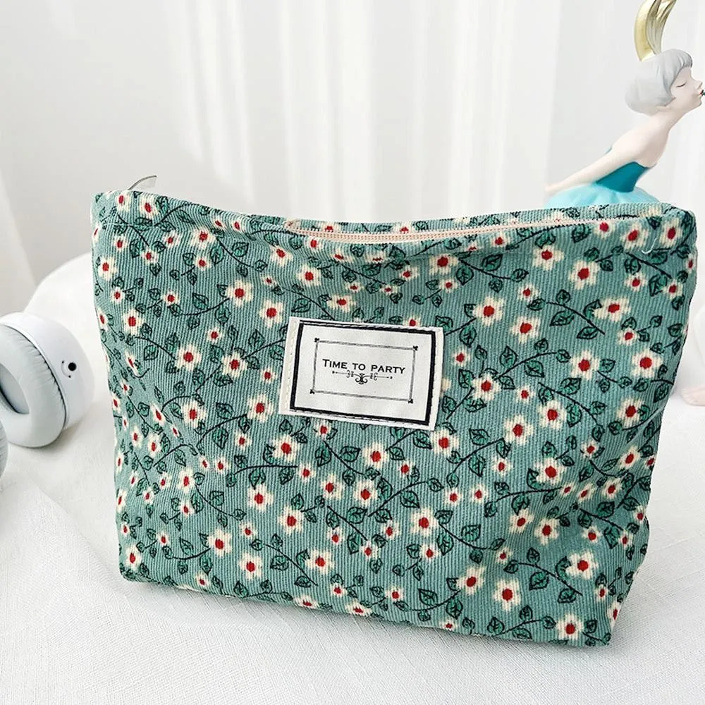 Trousse de toilette en jacquard floral, simple et tendance, grande capacité, idéale pour les voyages, les soins de la peau, les produits de toilette et le maquillage_voghion.com
