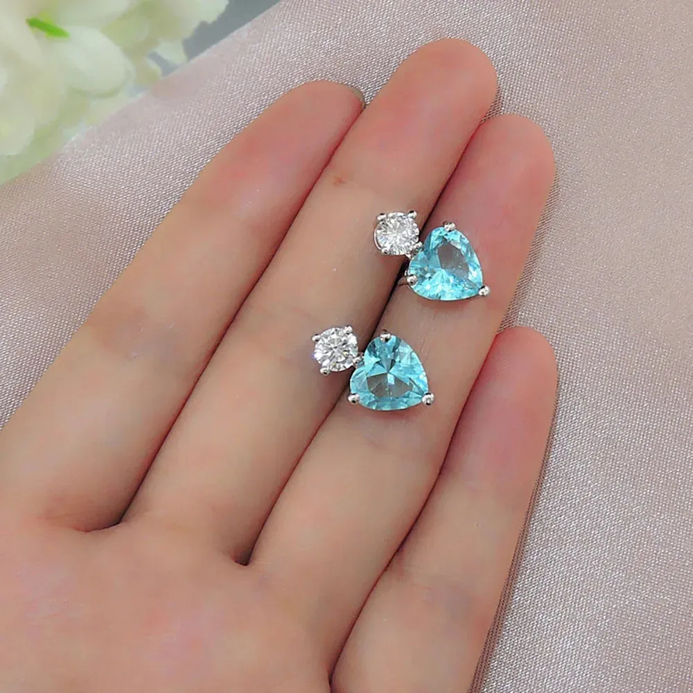 Charms Jewelry Set for Women Paraiba Tourmaline Crystal Stone Necklace Earrings Romantic Gifts Wholesale Gemstone Fine_voghion.com