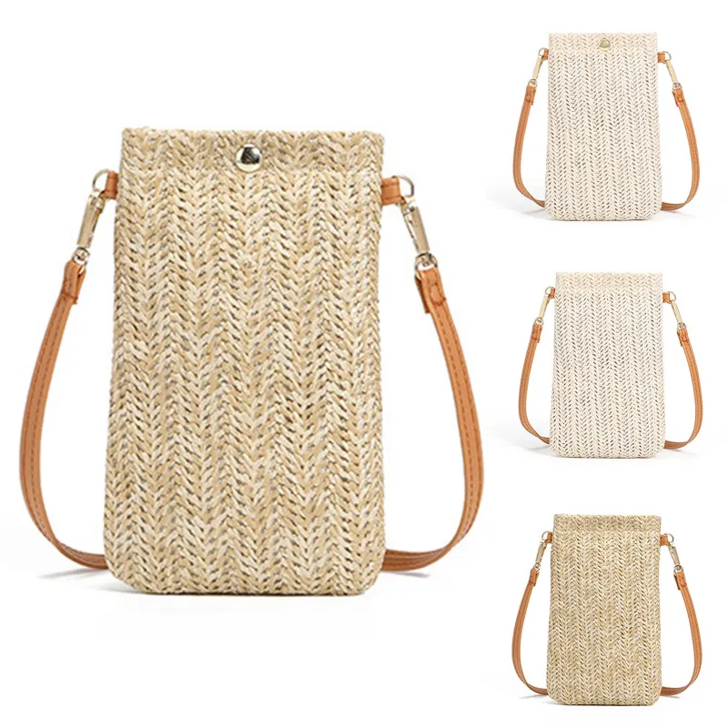 Brieftasche Frauen Diagonal Stroh Woven Handy Clutch Tasche Damen Sommer Strand Reise Weibliche Mini Geldbörse Karte Halter_voghion.com
