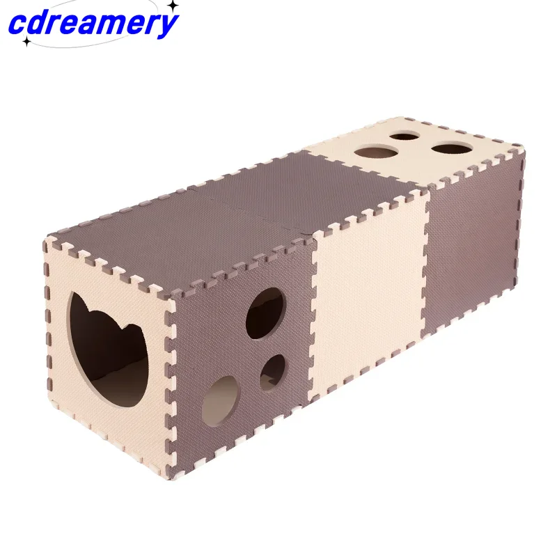 Cat Tunnel Toys EVA Foam Scratchig Board Ground Play Foldable Tunnel DIY Combination Interactive Toys Cat Training Accessories_voghion.com