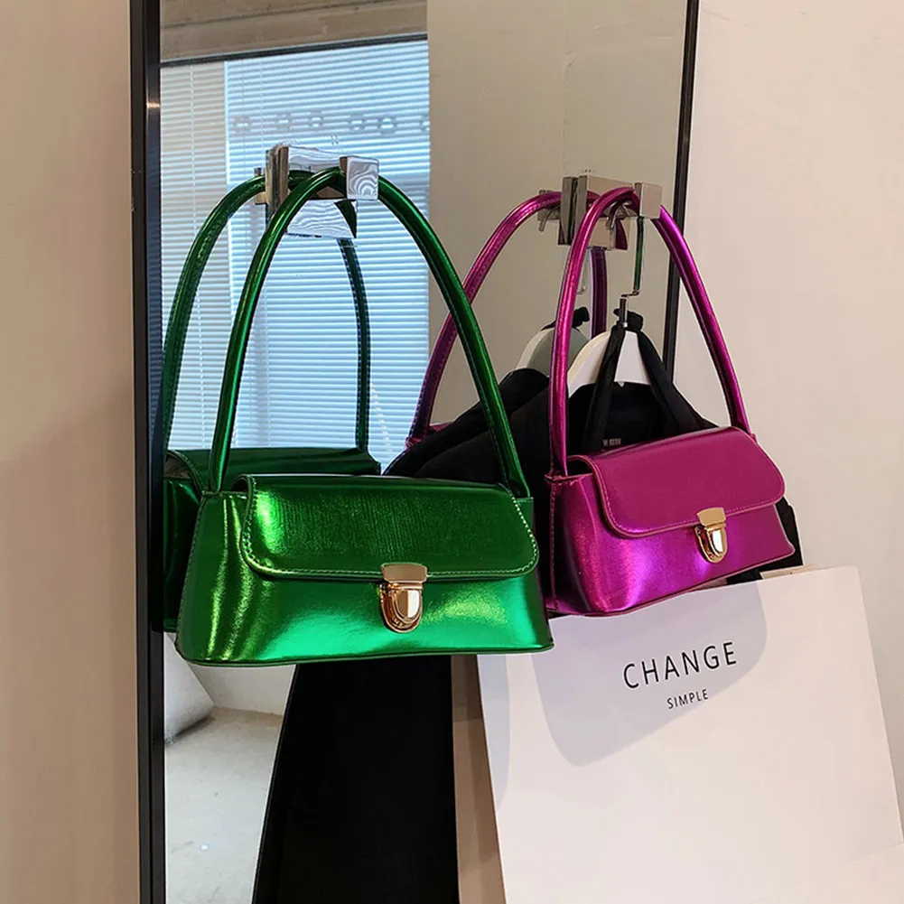 Handtassen voor dames, eenvoudige handtassen met handvat, Franse tote, elegante glanzende oksel, schoudertas van PU-leer voor dames_voghion.com
