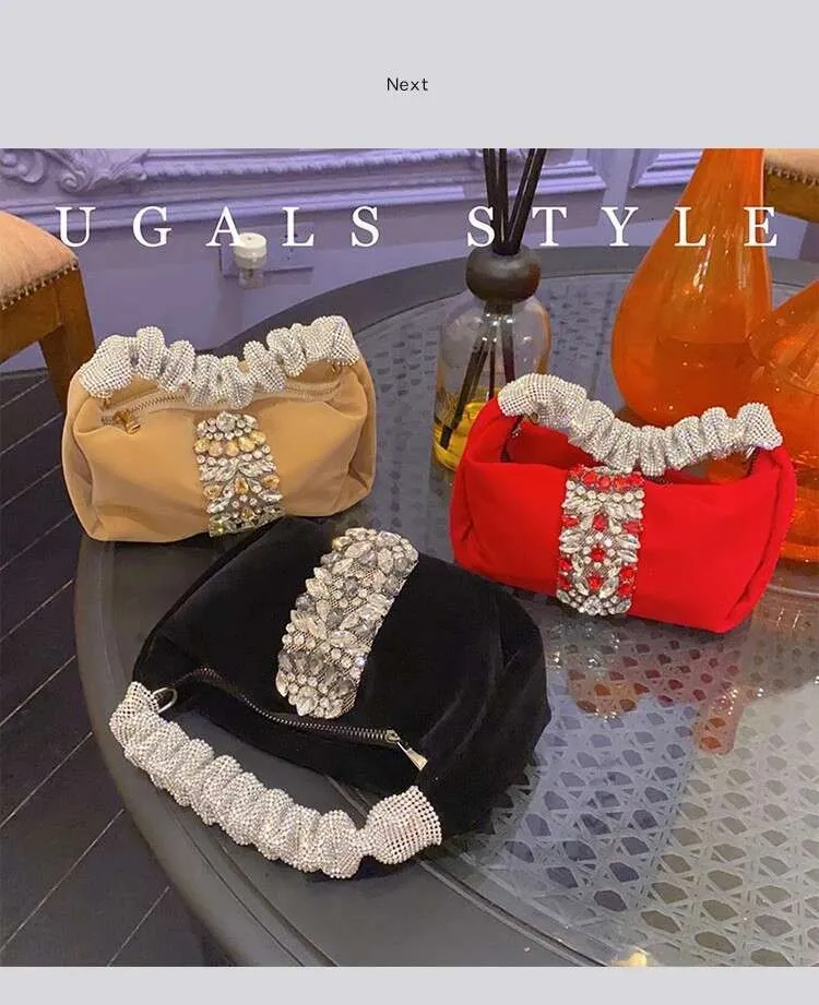 Glitter Shiny Rhies Dia Evening Fashion Hobo Women's Handbag Wedding Party Clutch Purse Crossbody Bag Street Dressing_voghion.com