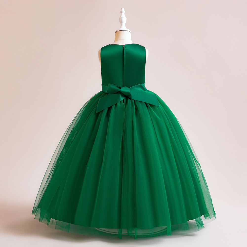Kinderkleidung neues Mädchenkleid Prinzessinnenkleid mittlerer und großer Kinder besticktes Netzkleid Kinderferienleistungskostüme_voghion.com