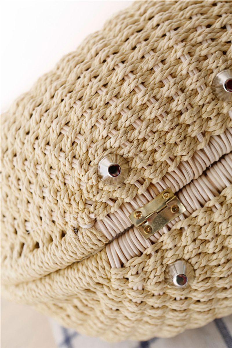Neue modische Muschelhandtasche, personalisierte und süße Rattan-Gewebte Grasgewebte Tasche, Gewebte Damentasche,_voghion.com