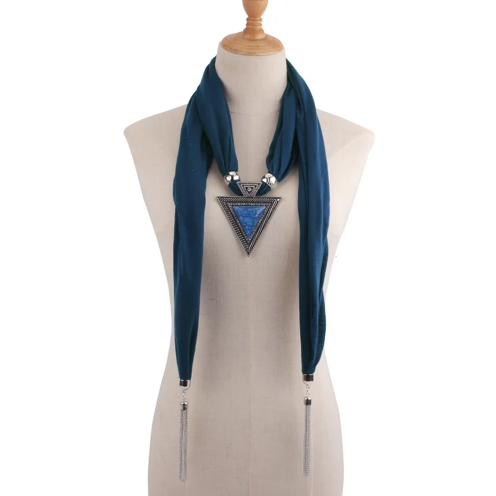 Collier et écharpe à pendentif tricolore en alliage de résine pour femme_voghion.com