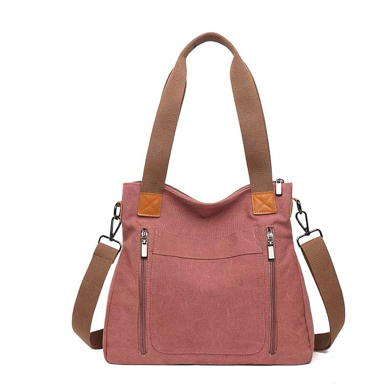 Borsa tote coreana casual in tela di grande capacità, semplice, nuova, da donna, per documenti._voghion.com