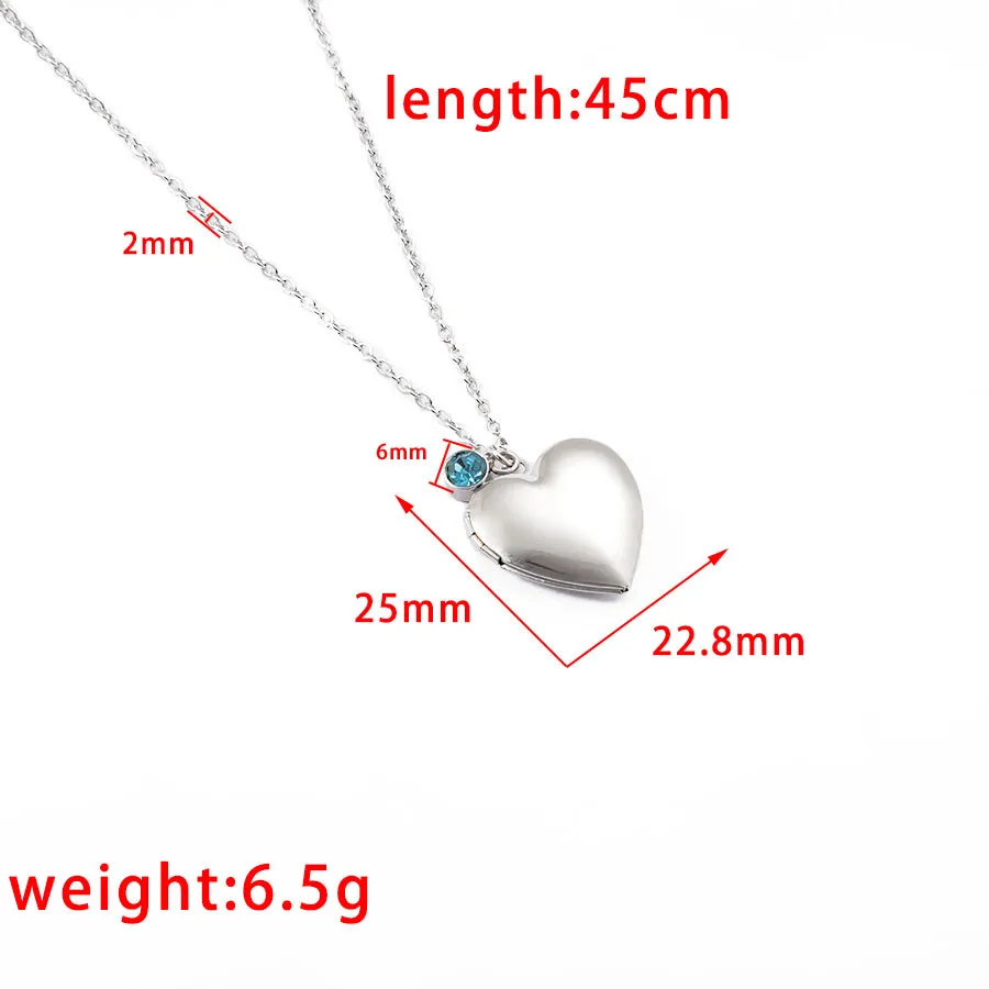 Heart Shape Memory Locket Necklace In Stainless Steel With Stone_voghion.com