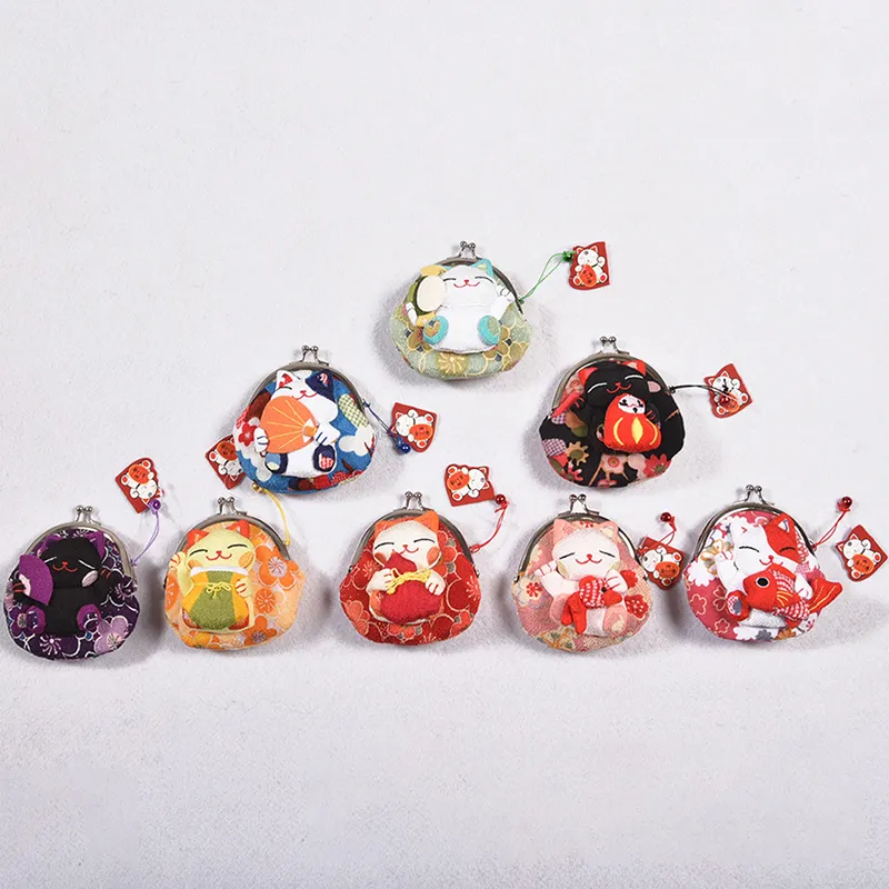 1 Pc Lucky Cat Coin Purse Key Case Lovely Cute Multi-color Pocket Cloth Handbag_voghion.com