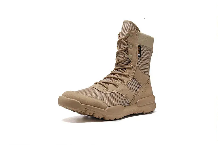 Sommer Atmungsaktive Wüste Wandern Herren High Top Outdoor Klettern Bergsteigen Armee Schuhe Leichte Taktische Kampf_voghion.com