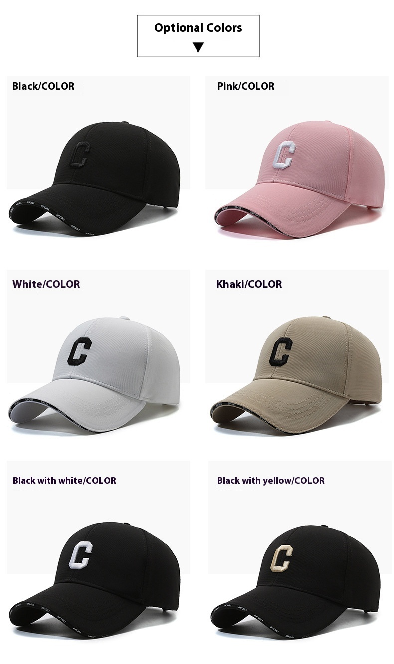 Cappello da uomo e da donna, nuova versione coreana traspirante, baseball outdoor di tendenza con lettere ricamate, grande C solare_voghion.com