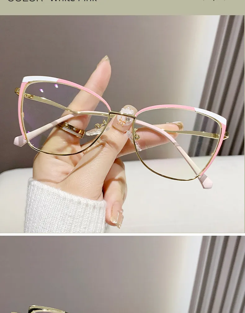 Sonnenbrillen Katzenaugen Korrekturbrillen für Damen 2024 Verschiedene Farben Blaulicht Lesebrille Transparente Brillen für Damen_voghion.com