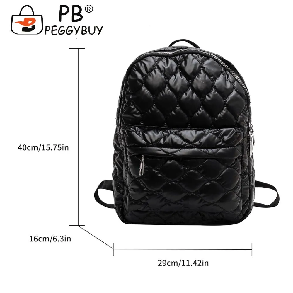 Women Shoulder Backpack Quilted Fashion School Back Pack Rhombus Pattern Large Solid Casual For Travel Lady Girl Bagpack_voghion.com