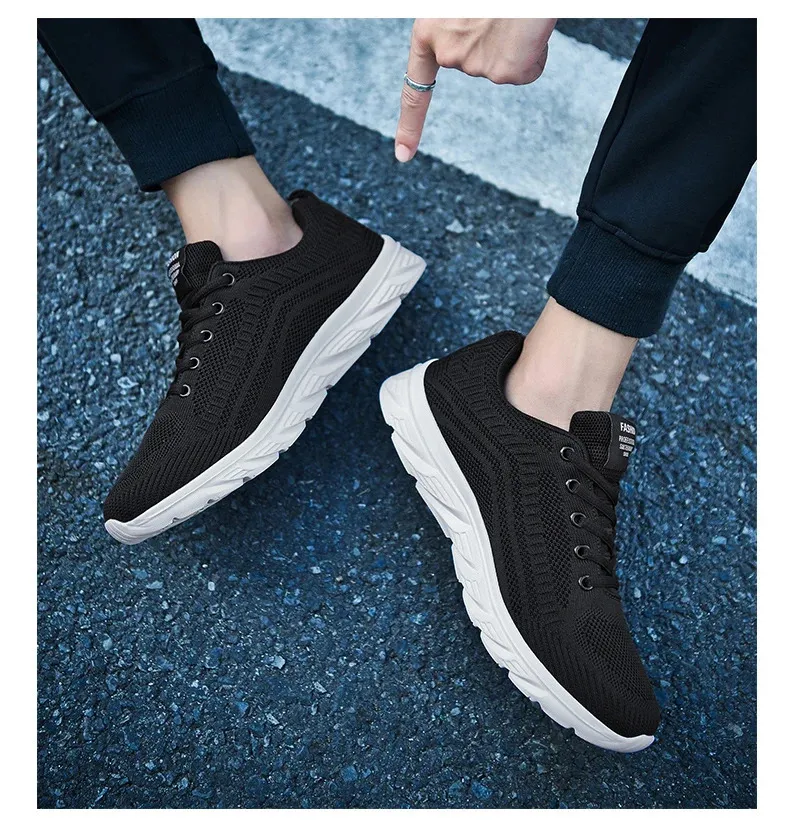 Zapatillas de deporte de punto con cordones para hombre y mujer, informales, atléticas, para correr, caminar, gimnasio, deportes al aire libre, transpirables_voghion.com