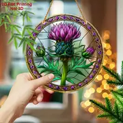 Škotski osat Suncatcher - 20 cm rustikalna akrilna umetnost. Dekoracija z višavskim čarom za vrtna vrata ali cenjeno keltsko darilo._voghion.com