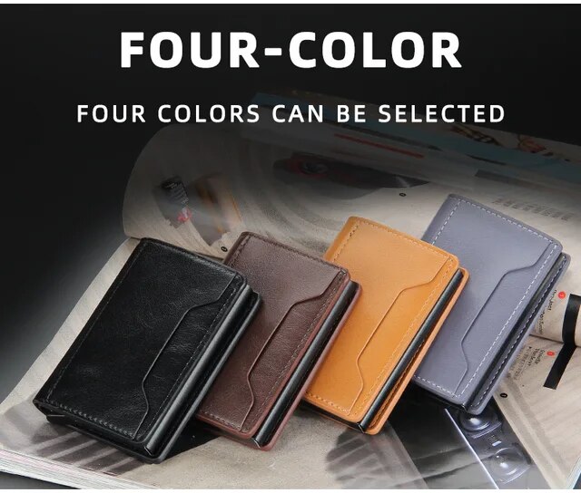 Neue RFID-Kartenetuis für Männer Kleine Kartenetuis aus Kohlefaser Mini-Geldbörse für Männer Hochwertiges PU-Leder Schlanke männliche Geldbörsen_voghion.com