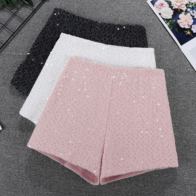 Vêtements pour femmes shorts en cuir brillant de haute qualité taille haute pantalons décontractés en laine coupe A vêtements d'extérieur bottes de fond pantalons