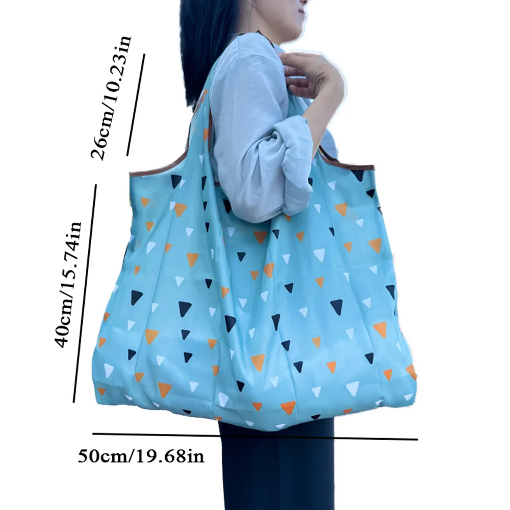 Oxford Cloth Folding Big Portable Storage Large-capacity Washable Reusable Foldable Shopping Bag Handbags_voghion.com