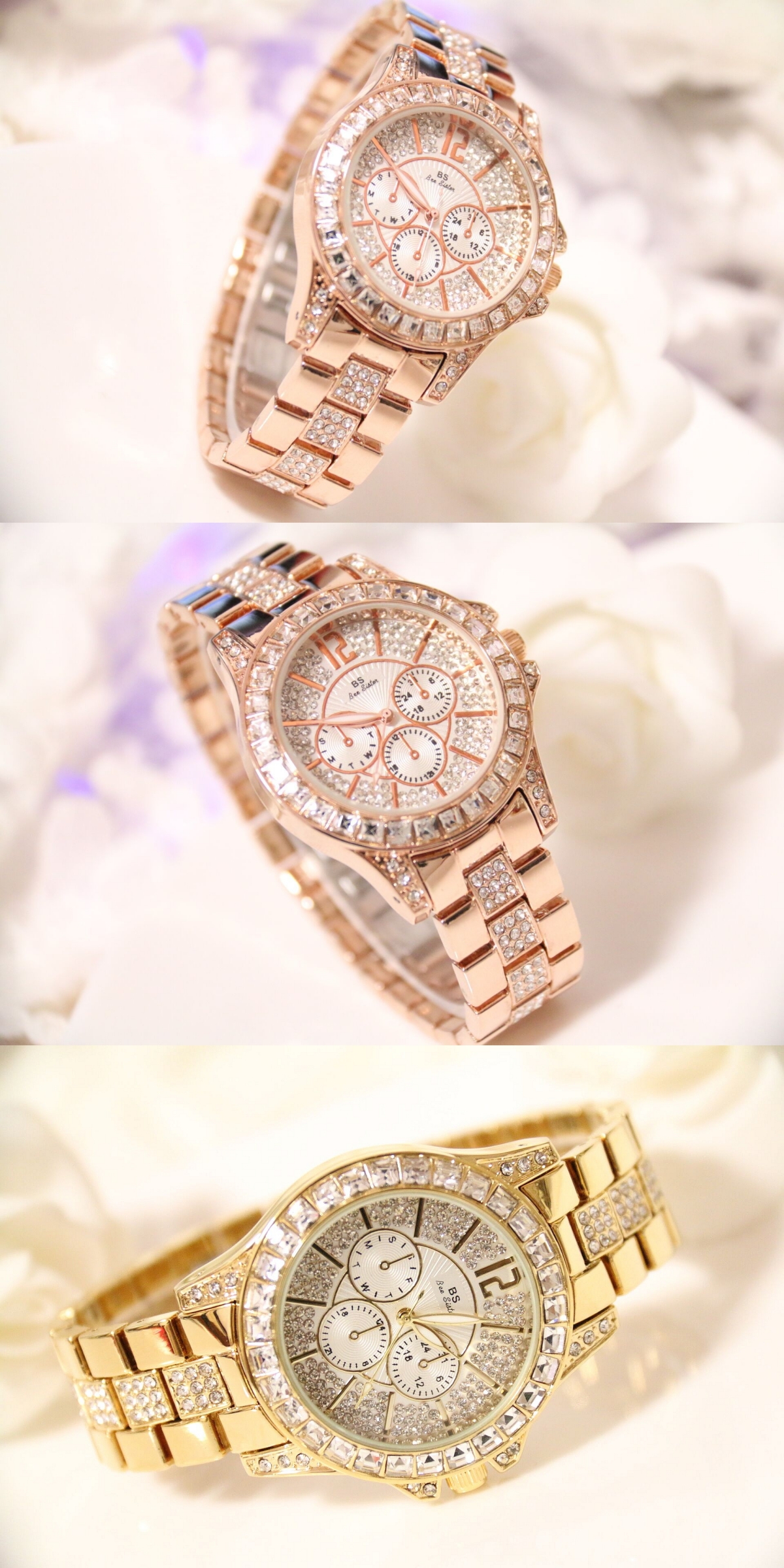 Bs Bee Sister Ladies Diamond Watch Montre à quartz de luxe pour femme, montre à quartz étanche de luxe pour femme_voghion.com