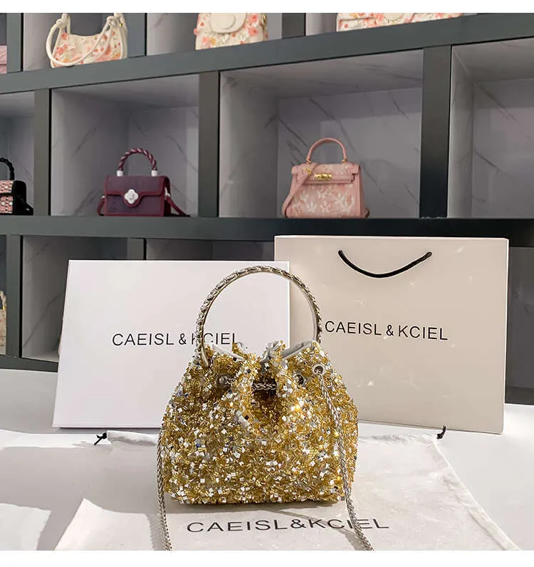 Borsa a mano da donna in metallo con paillettes lucide e glitterate, pochette da sera, borsa a secchiello per feste di nozze, borsa a tracolla_voghion.com