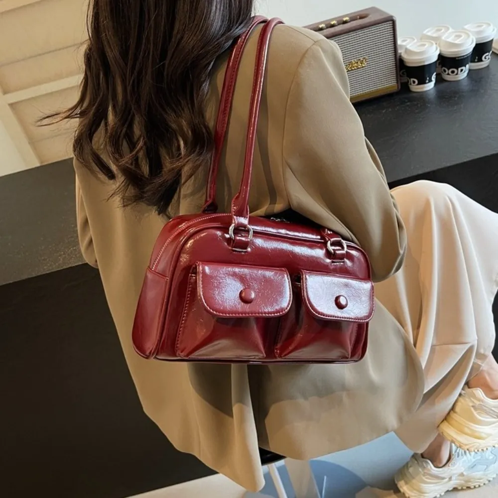 Borsa a tracolla in stile coreano, grande capacità, retrò, da ascella, casual, alla moda, in pelle, con doppia tasca, da viaggio_voghion.com
