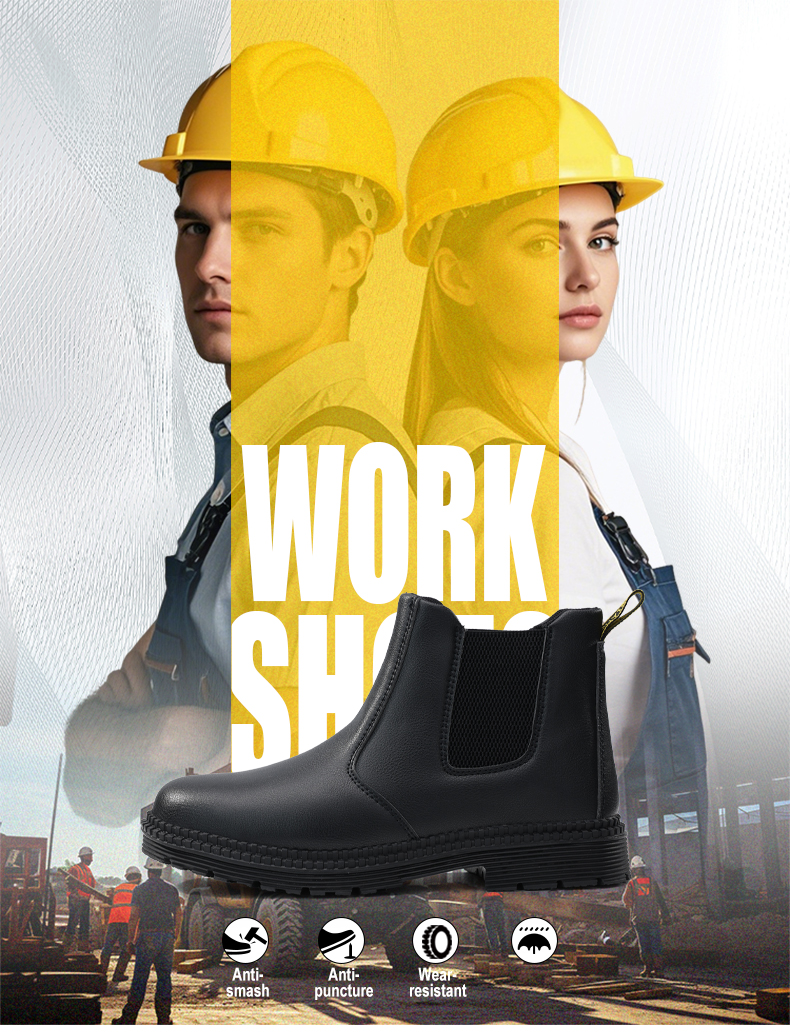 GUYISA Stivali di sicurezza Scarpe da lavoro a taglio medio Punta in acciaio Impermeabili Nero 5020 38-45_voghion.com